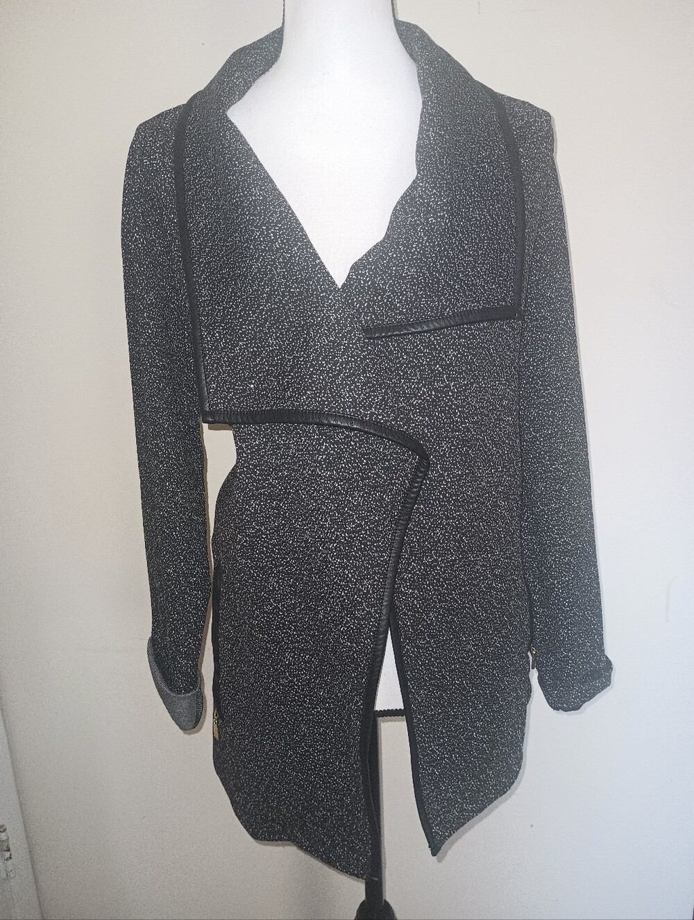 Rafaella Black Speckled Open Front Cardigan Jacket